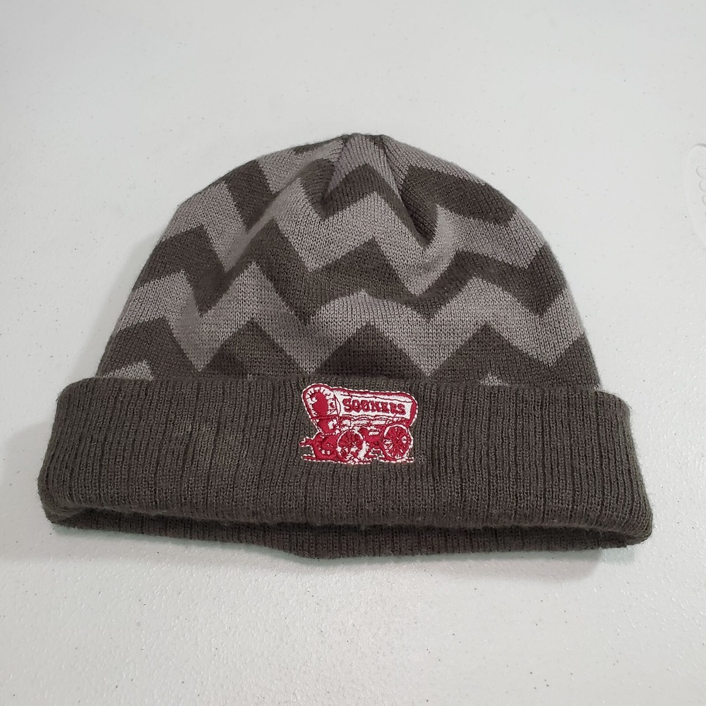 Oklahoma‎ Sooners Men Hat OS Gray Chevron Knit Beanie OC Embroidered
